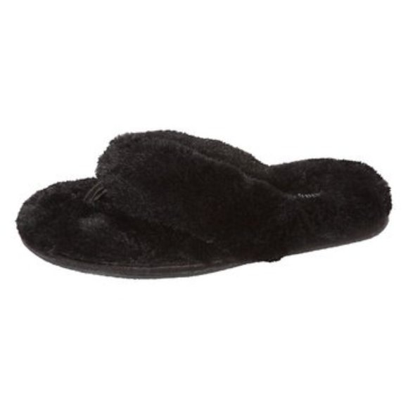 NWT Beverly Rock Footwear Fuzzy Thong Sandals Black sz S 5-6 1/2 - Picture 2 of 5
